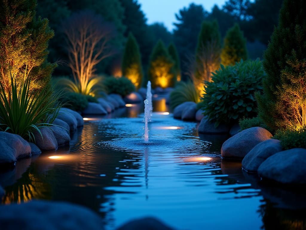 Stimmungsvolle LED-Gartenbeleuchtung mit Wasserlicht-Effekten